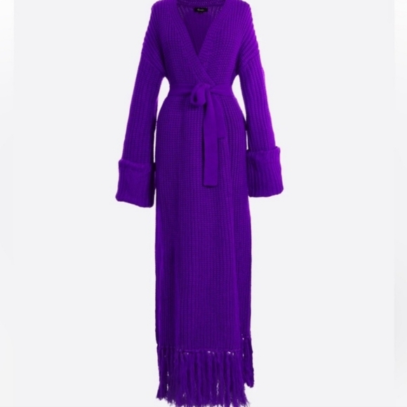 Hanifa Vibrant Purple Fringe Cardigan. Size S/M - Picture 7 of 9